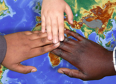 Multi-cultural hands together